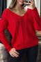 Дамски пуловер, кръстосан отзад с красива шарка, 5цвята - 023, снимка 3
