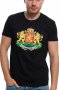 Нова мъжка черна тениска с релефен трансферен печат Герб на България 