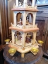 Красива многоетажна коледна пирамида от естествено дърво. Изработена с фини дърворезби и фигурки., снимка 5