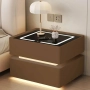 Интелигентно нощно шкафче Smart Heater LED, с безжично зареждане, кафяв, снимка 1