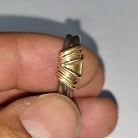 Сребърен пръстен 925 със злато 14 С, снимка 3 - Пръстени - 38253204