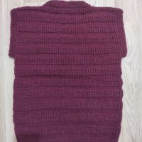 НОВ ръчно плетен вълнен мъжки елек, размер Л, снимка 3 - Пуловери - 42369686