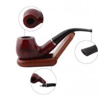 Лула  гравирана с дърворезба.Solid Wood Resin Tobacco Pipe Red Black Pattern Carving Smoke Pipe, снимка 4 - Лули - 38368771