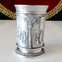 Чаша за ракия от калай,серия Carl Spitzweg. , снимка 3 - Антикварни и старинни предмети - 39971510