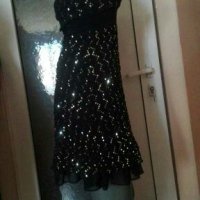 Луксозна черна рокля, на сребристи точки👗🌹 XS,S, S/M👗🌹арт.593, снимка 6 - Рокли - 29598055