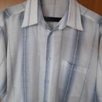 Мъжка лятна риза къс ръкав на райета в синьо и бяло , снимка 2 - Ризи - 29163111