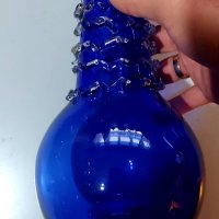 Синя стъклена ваза, снимка 2 - Вази - 38875151