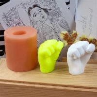 3D ръка юмрук силиконов молд цилиндър гипс свещ декор, снимка 1 - Форми - 40352703