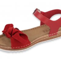 INBLU Италиански дамски анатомични сандали от естествена кожа, Червени, снимка 3 - Сандали - 29479027