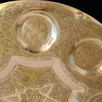 Персийски бронзов поднос 36 см.,1 кг. , снимка 3 - Антикварни и старинни предмети - 42241095