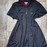 Дълга черна риза жилетка  туника рокля от мрежа цип , снимка 2 - Жилетки - 37531878