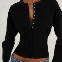 Нова дамска прилепнала секси жилетка с копчета, 2цвята - 023 , снимка 3 - Жилетки - 42263661