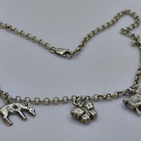 Къс сребърен гердан с три висулки, снимка 5 - Колиета, медальони, синджири - 40761059