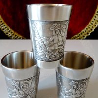Чаши от калай с лов на глиган. , снимка 3 - Антикварни и старинни предмети - 44479317