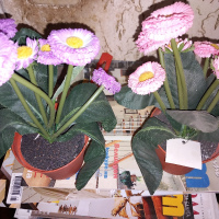 лилаво и розово цветя в малка кашпа 23 см., снимка 1 - Декорация за дома - 44650308