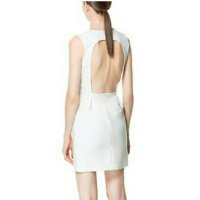 Zara S-Бяла  къса рокля с изрязан гръб , снимка 4 - Рокли - 40532961