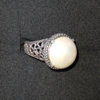 Стар турски пръстен с естествена перла / сребърен пръстен проба 925 , снимка 4 - Пръстени - 30033456