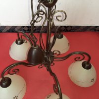 Качествена Красива Лампа Полилей за Таван с 5 Стъкла/Камбанки , снимка 2 - Лампи за таван - 39183473
