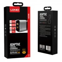 Зарядно устройство LDNIO A2206 Adaptive Fast Charge c Lightning кабел, 2.4A, 2xUSB Port, Универсално, снимка 1 - Оригинални зарядни - 30417874