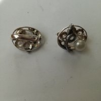 Ръчни сребърни обеци с перла. Сребро проба 925. , снимка 2 - Пръстени - 38354417
