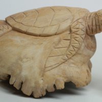 Дървена гъба водна костенурка ръчна изработка уникален подарък, снимка 6 - Статуетки - 36804590