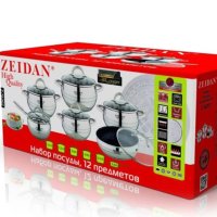 ✨Комплект съдове Zeidan Z-51207, Мраморно покритие, 12 части, Сив - НОВИ, снимка 2 - Съдове за готвене - 40325467