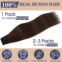 Екстеншъни от истинска човешка коса, 41 см - #4 средно кафяво(65g), снимка 5 - Аксесоари за коса - 42124245