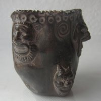 Стара чаша керамика, с театрални маски , снимка 2 - Други - 31812717