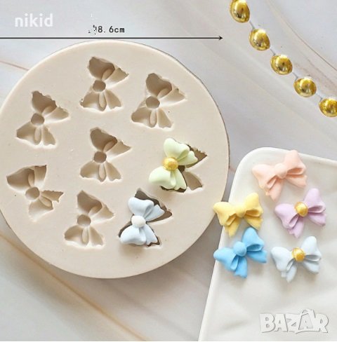 8 еднакви панделки панделка силиконов молд форма фондан шоколад гипс смола декор украса, снимка 1