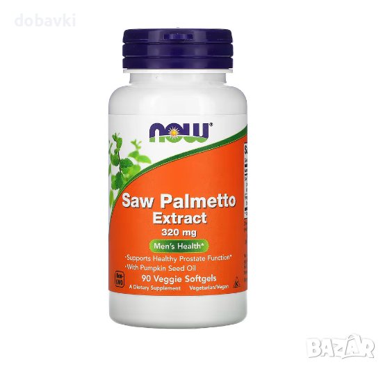 Сау Палмето - NOW Foods, Saw Palmetto Extract, Men's Health, 320 mg, 90 Veggie Softgels, снимка 1