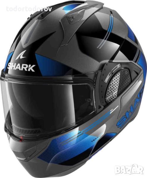 Отварчема Мото каска Shark EVO GT TEKLINE CHROM BLUE,М-57-58 NEW, снимка 1