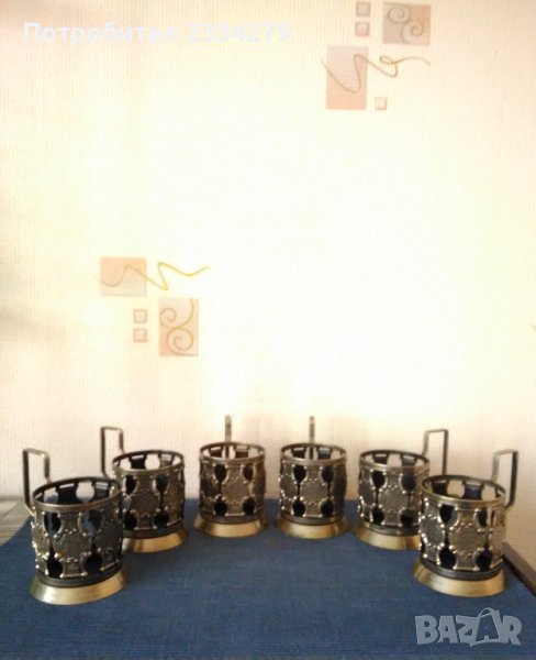 Стакани за чай,посребрени и изработен от мелхиор , снимка 1