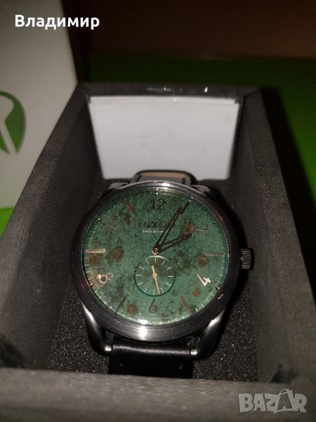 Nixon Mens C45 Gunmetal Green Oxyde Leather Watch , снимка 1