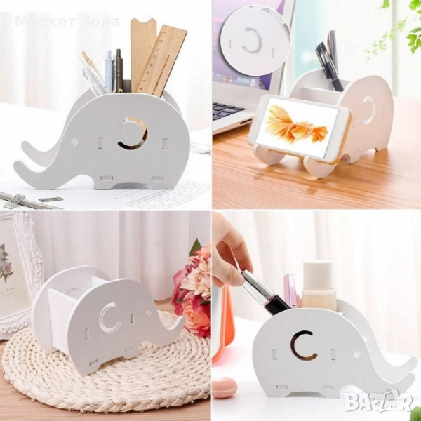 Поставка за съхранение на училищни и офис консумативи – Органайзер с държач за химикалки и телефон, снимка 1