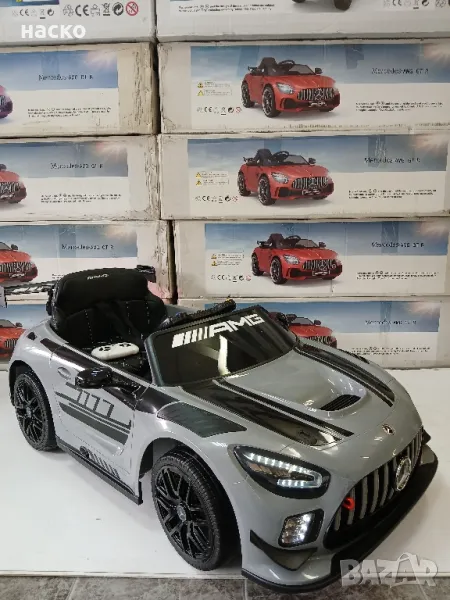 НОВО!Акумулаторна кола Mercedes AMG GT3 с кожена седалка и меки гуми 12 V, снимка 1