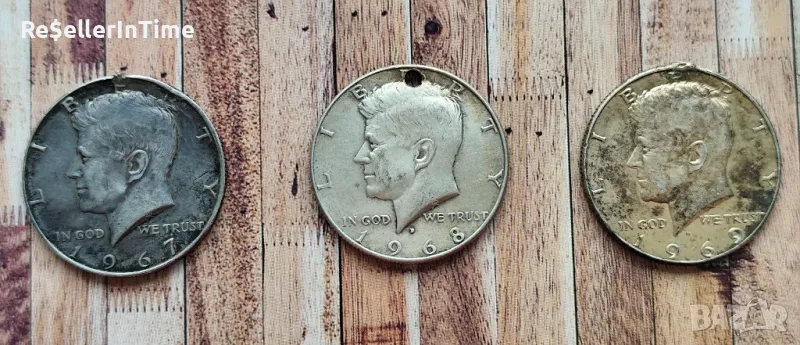 Лот от три сребърни монети ½ Dollar "Kennedy Half Dollar", снимка 1