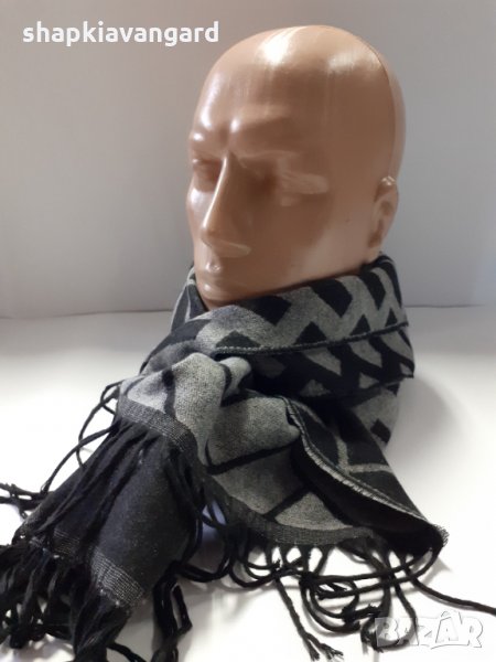 Мъжки шал кашмир в черно сив цвят - 111, снимка 1