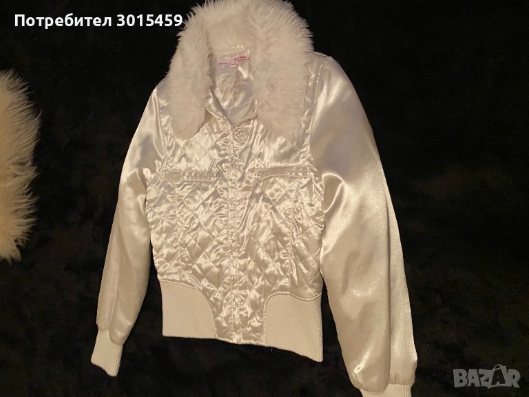 Бяло сатенено яке Tally Weijl с пухкава яка, снимка 1