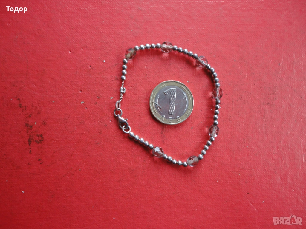 Сребърна гривна с камъни 5, снимка 1