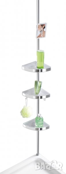 Телескопичен душ ъгъл WENKO премиум гланц - с 3 рафта и огледало, снимка 1