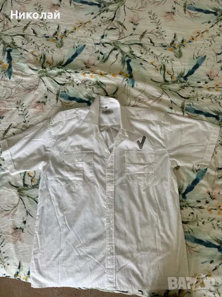 Мъжка бяла риза с къс ръкав, снимка 1