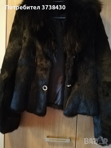 Красиво черно палто от естествен косъм, XS-S размер, снимка 1