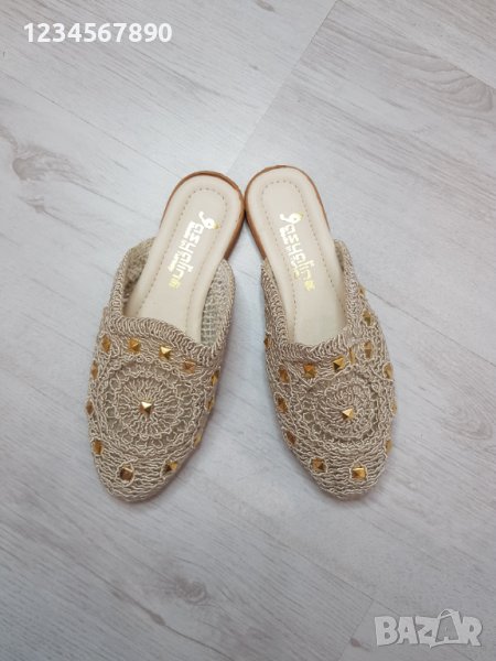 New 2023 бежови плетени чехли , снимка 1