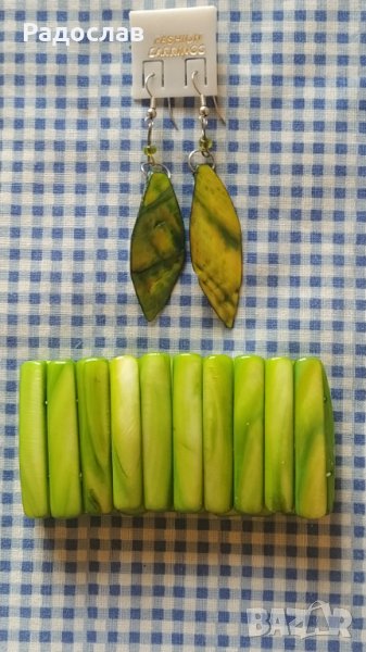 гривна и обеци от седеф, снимка 1