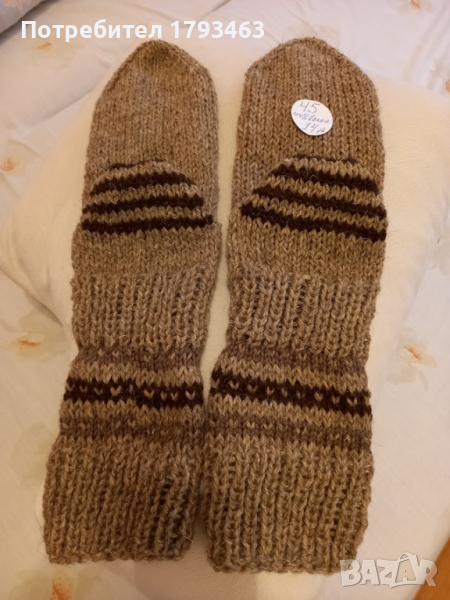 Ръчно плетени мъжки чорапи от вълна размер 45, снимка 1