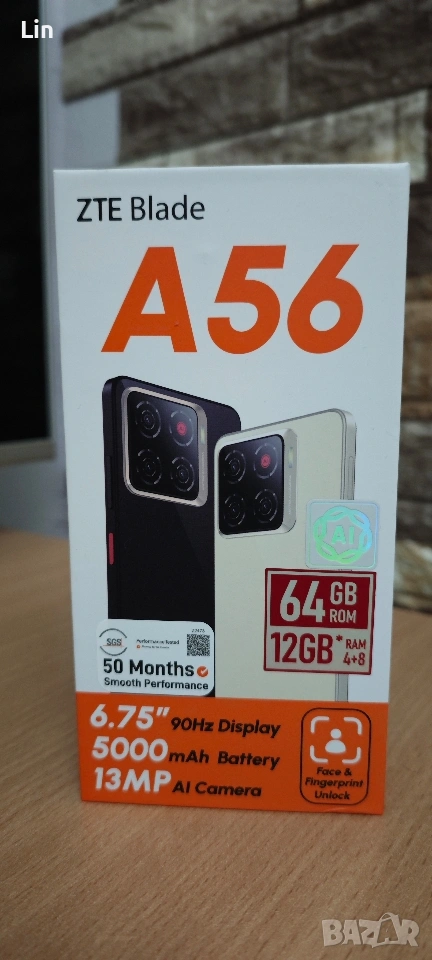 Смартфон ZTE Blade A56 , 64GB,Black, снимка 1