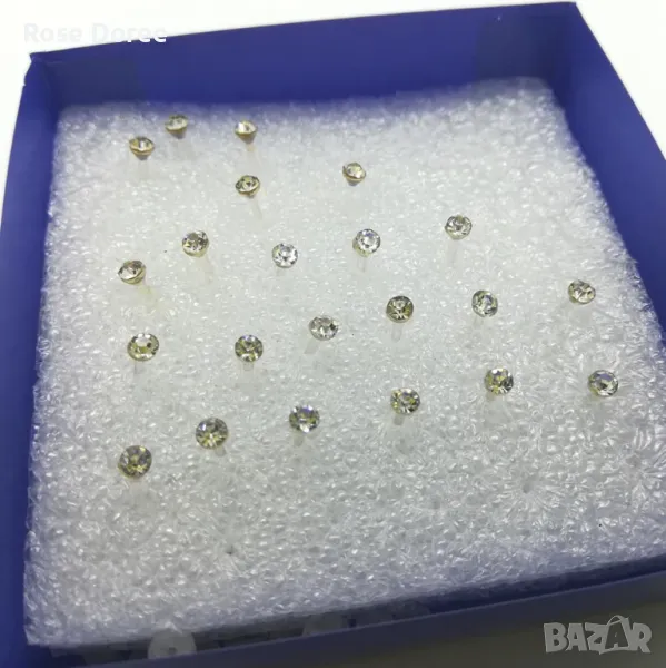 32 Обеца за нос бял кристал силиконова, снимка 1