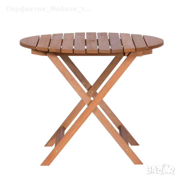 Дървен градински комплект-маса 90см.,маса 130/75,маса 75/75см и сгъваеми столове, снимка 1