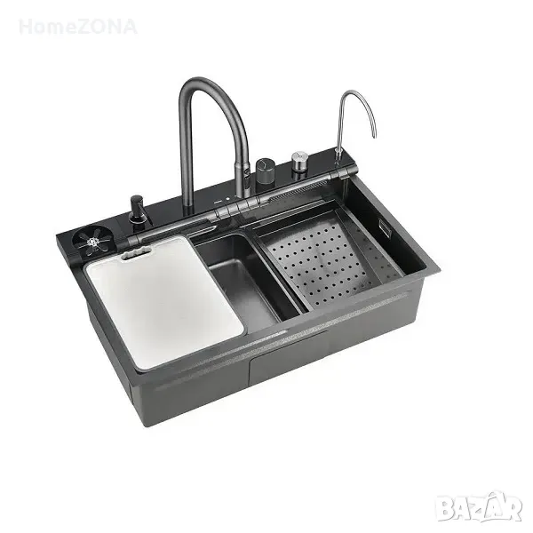 Мивка за кухня Spark 14, пиано бутони, двоен водопад, снимка 1