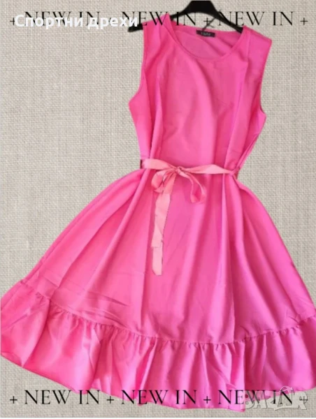 Много цветове дамски летни рокли с коланче,дължина до коляното, снимка 1